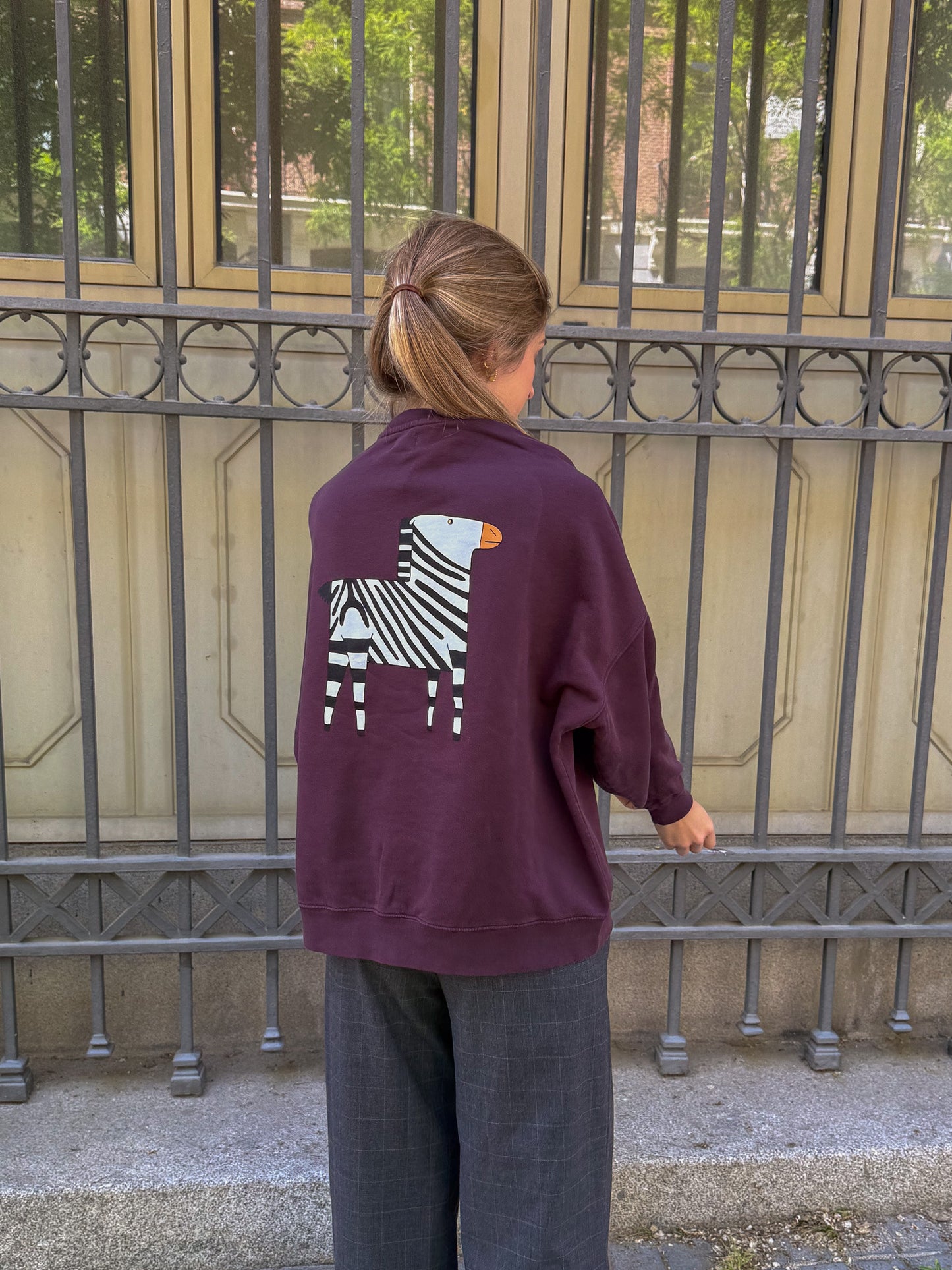 Sudadera Berenjena de Cebra Adultos