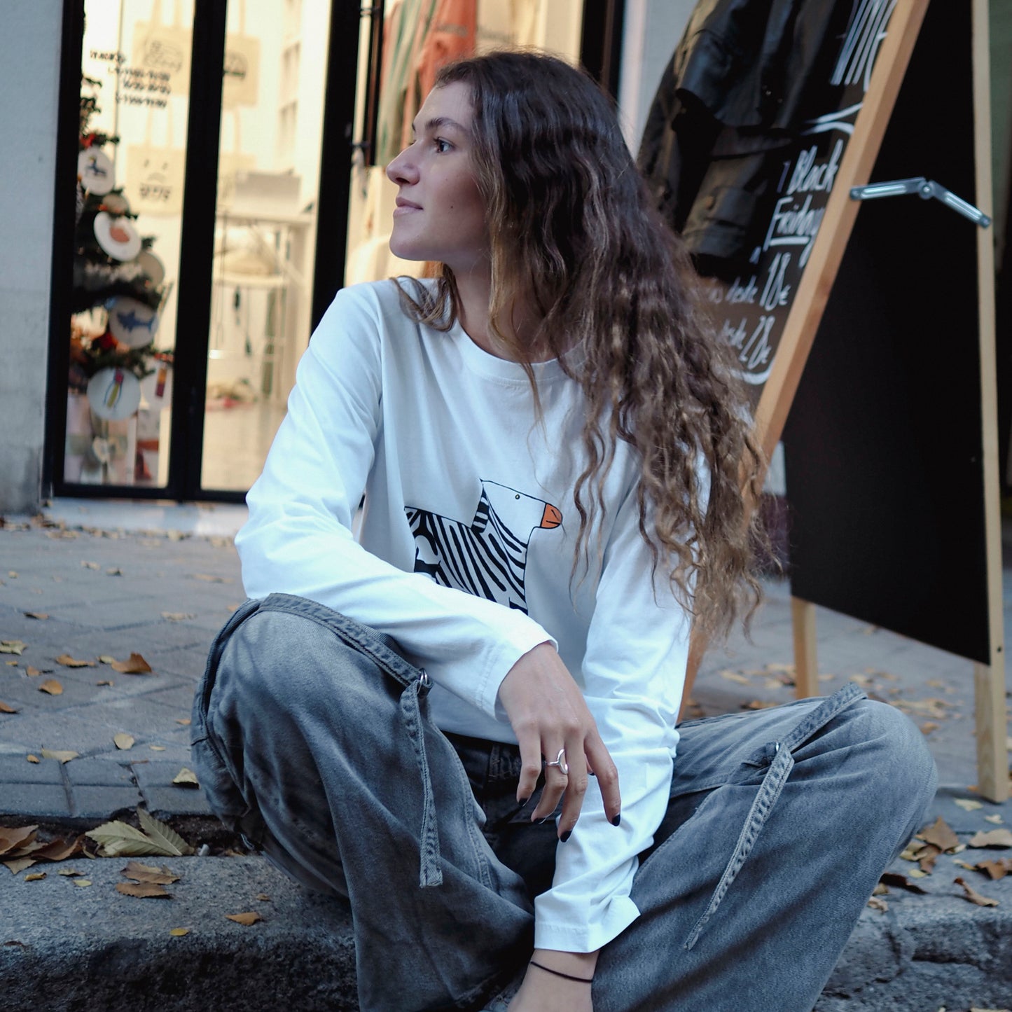 Unisex Long Sleeve Zebra T-Shirt