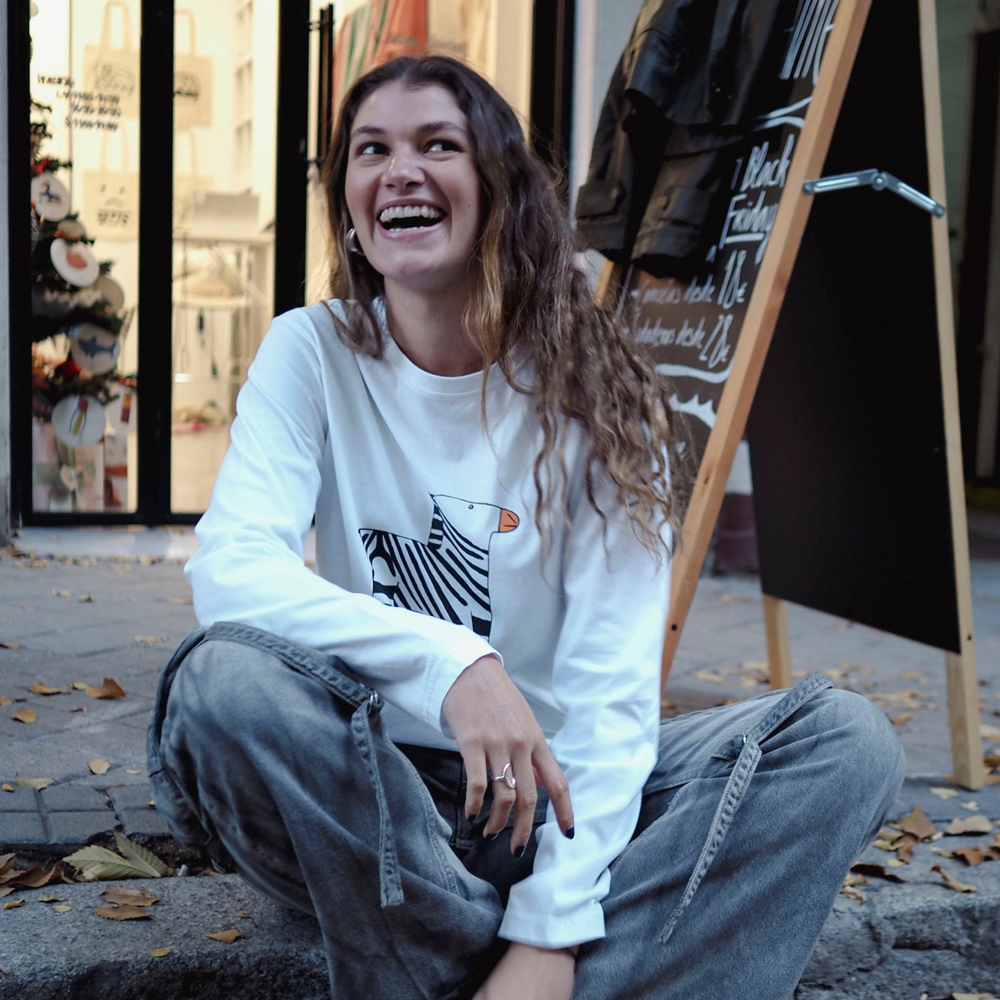 Unisex Long Sleeve Zebra T-Shirt