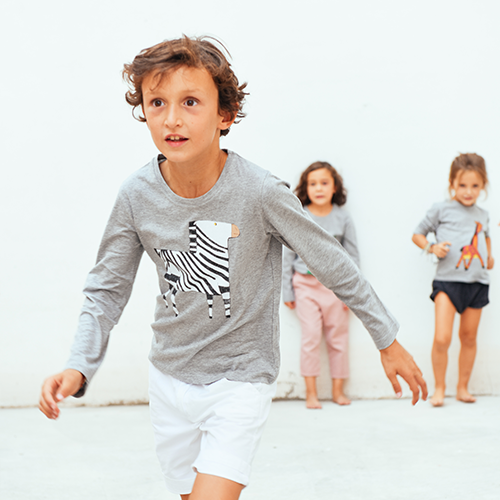 Camiseta de Cebra Gris de Niño