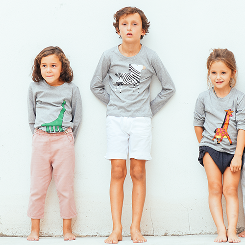 Camiseta de Cebra Gris de Niño