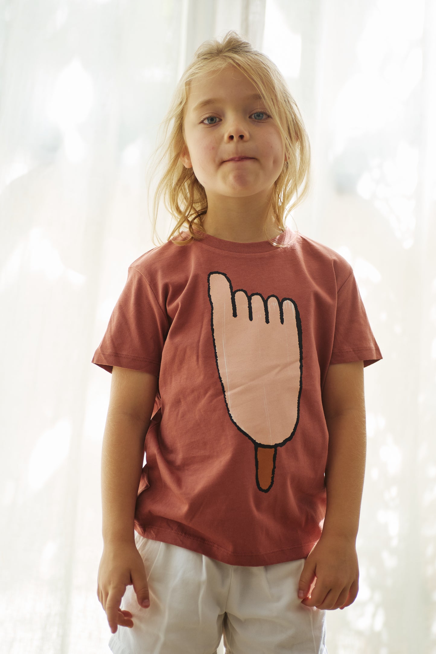 Camiseta Helado de Pie de Niño Teja