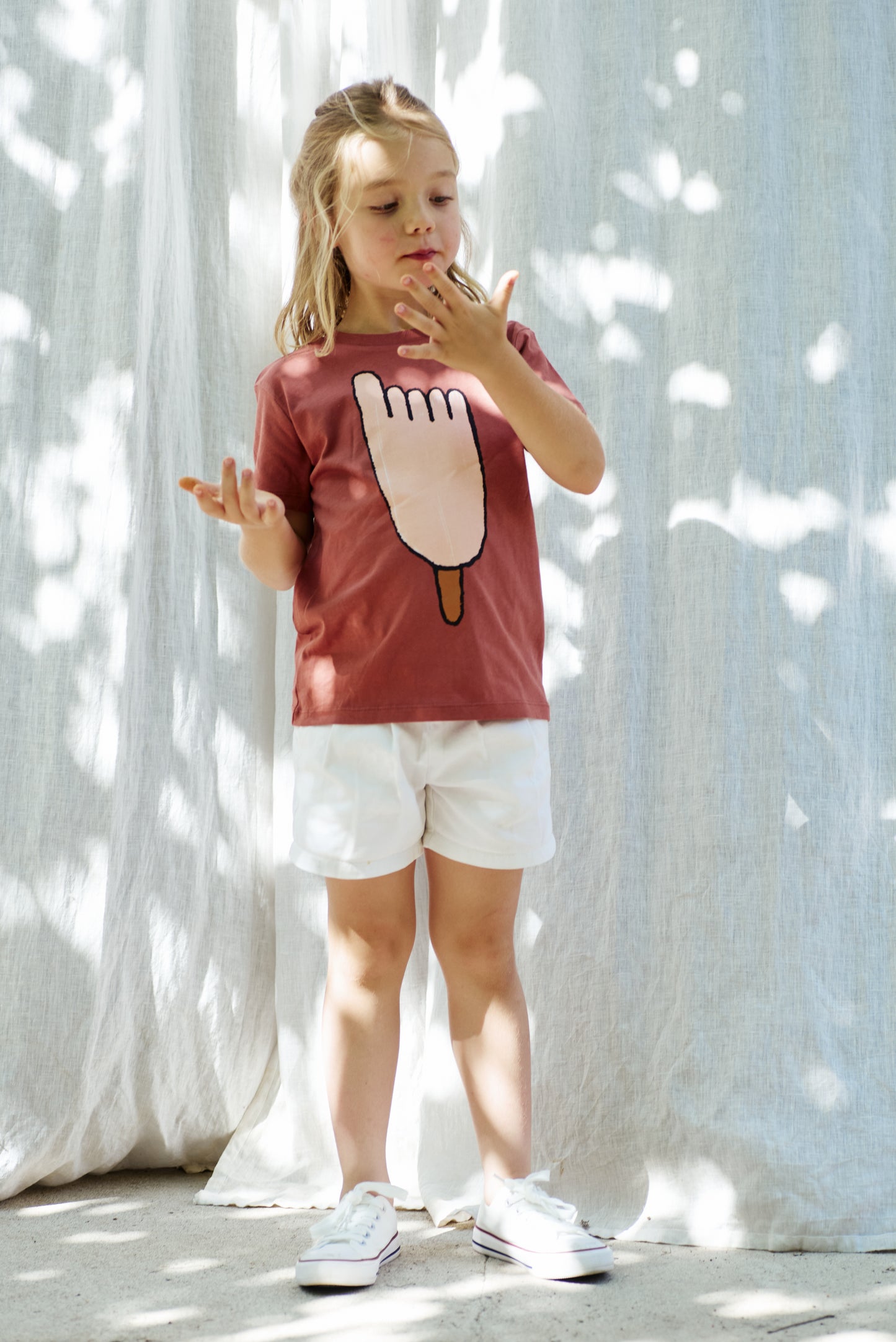 Camiseta Helado de Pie de Niño Teja