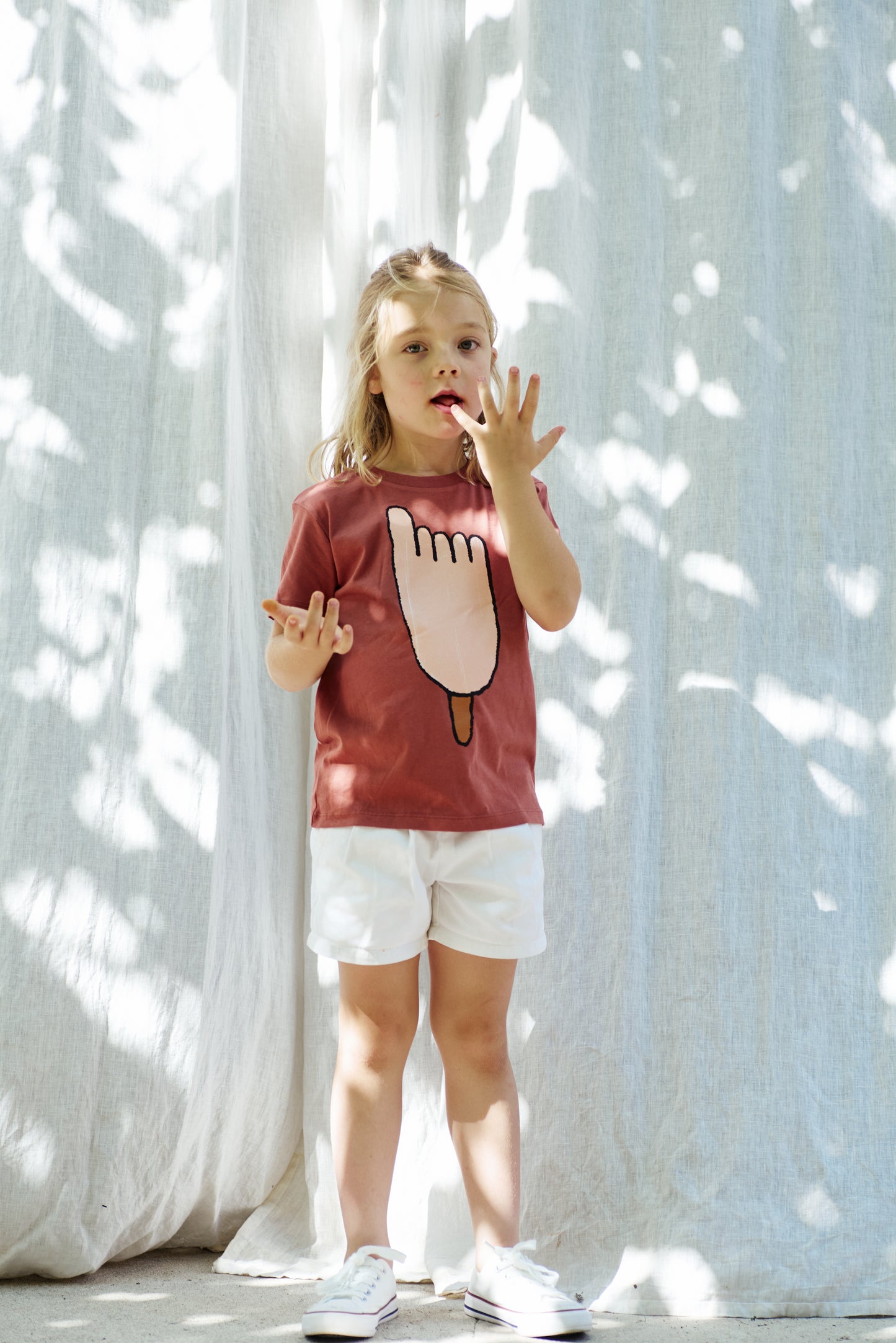 Camiseta Helado de Pie de Niño Teja