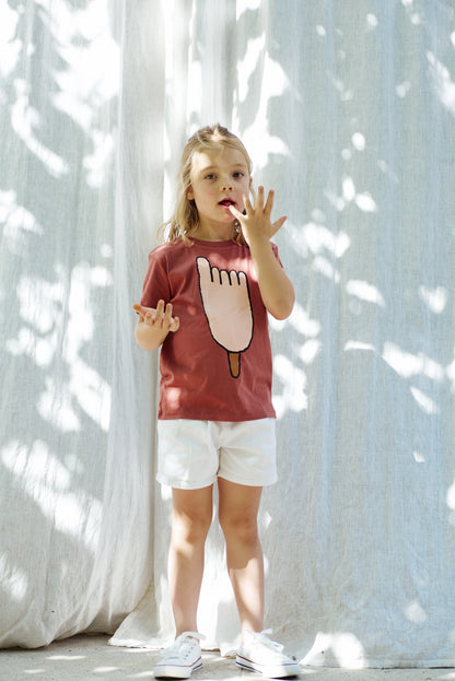Camiseta Helado de Pie de Niño Teja