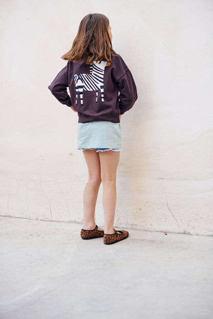 Sudadera Berenjena de Cebra Niños