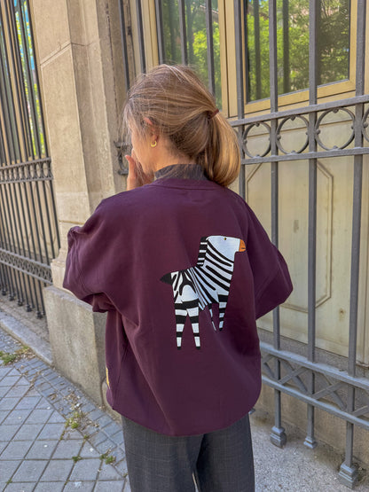 Sudadera Berenjena de Cebra Adultos