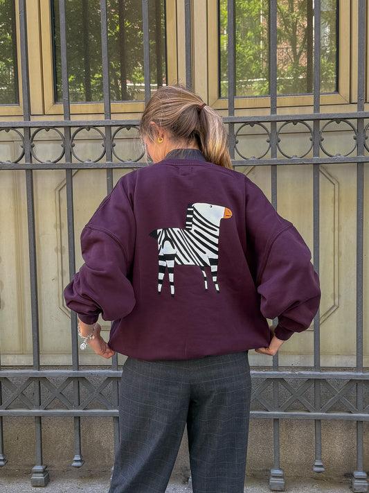 Sudadera Berenjena de Cebra Adultos