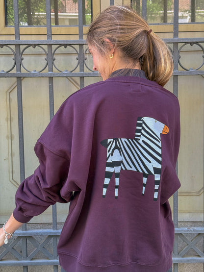 Sudadera Berenjena de Cebra Adultos
