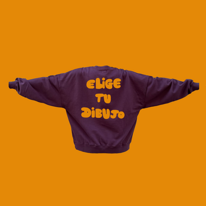 Sudadera Berenjena Elige Tu Dibujo Adultos