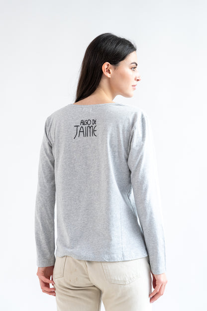 Long Sleeve Gray Zebra T-Shirt